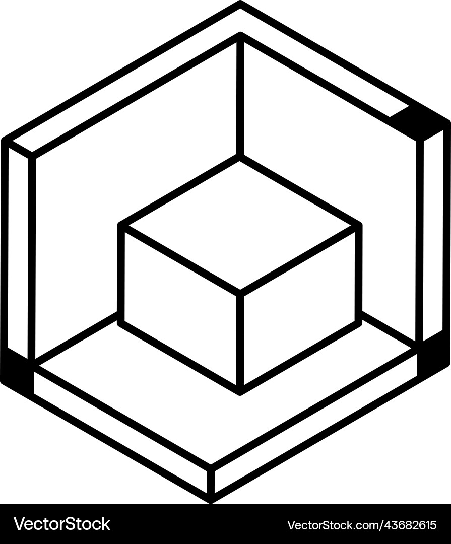 Design cube in 3d shape line icon vector image