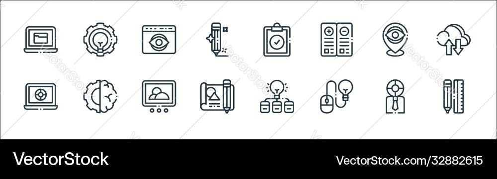 Design thinking line icons linear set quality Design thinking line icons linear set quality vector image