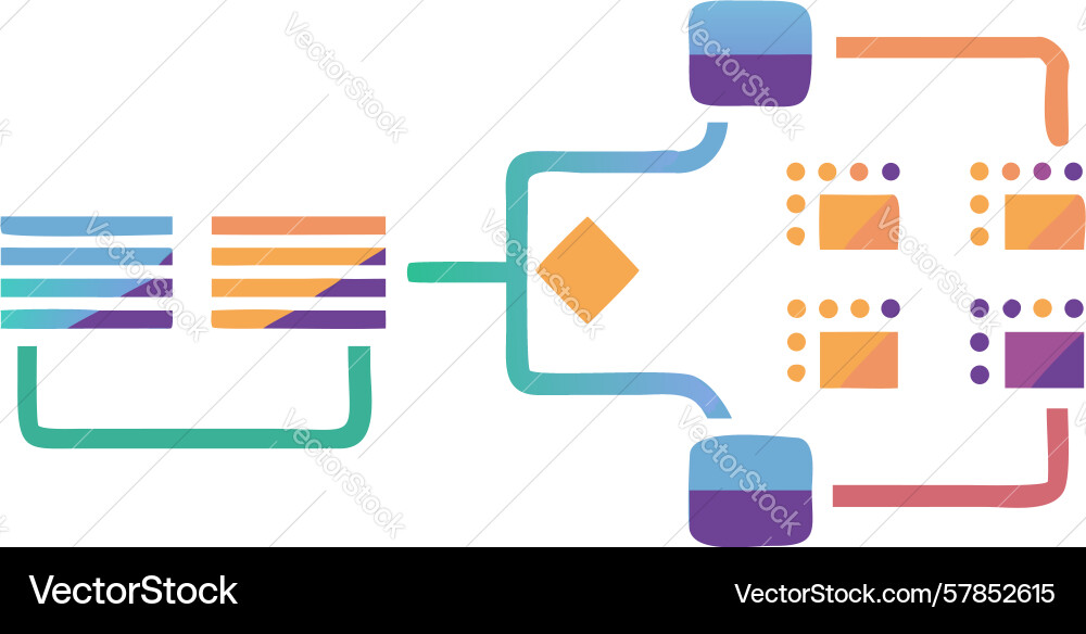 Digital data flow and management system seamless vector image