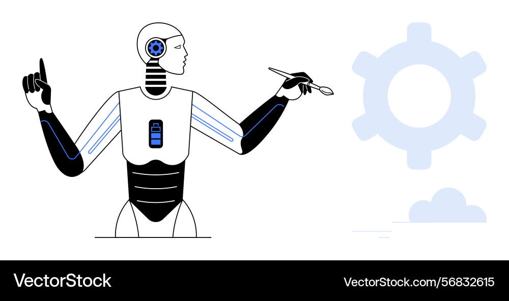 Futuristic robot creating with precision tools Futuristic robot creating with precision tools vector image