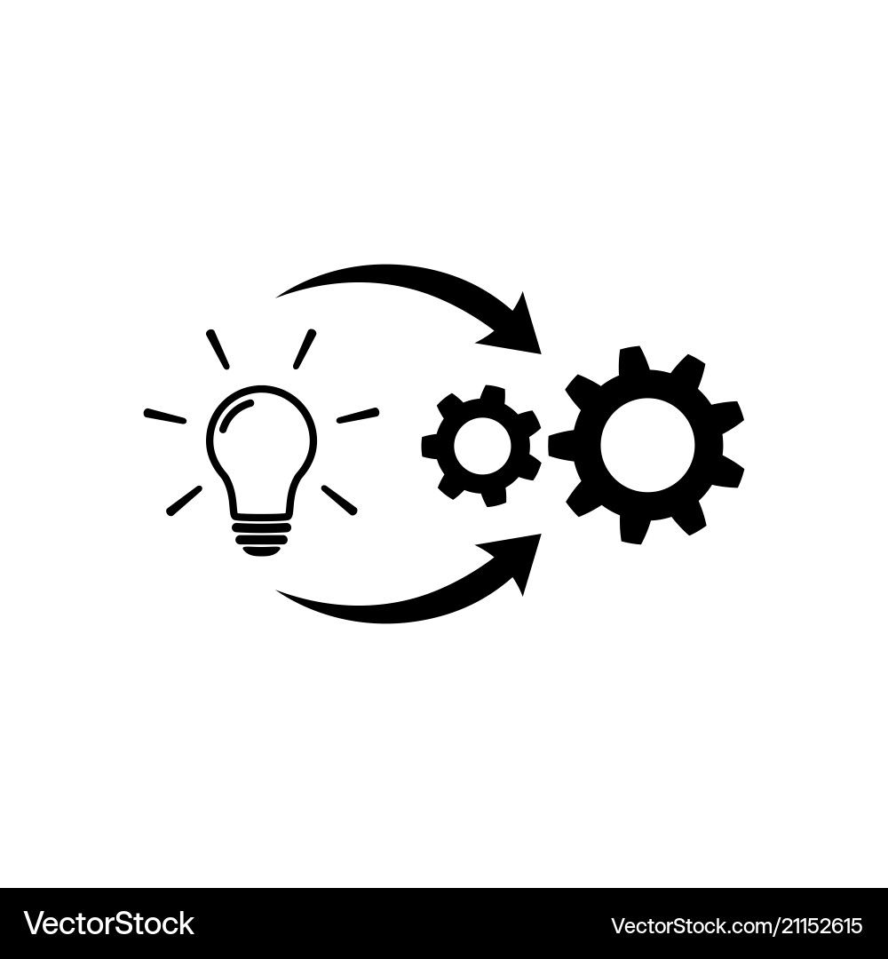 Implementation Cycle - Lightbulb & Gears vector image