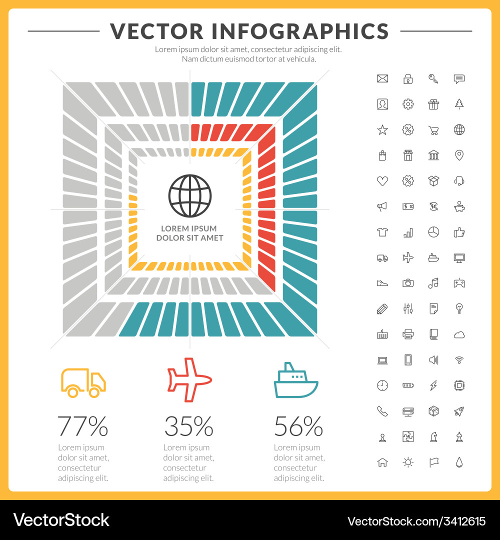 Infographics and design elements with icon set vector image