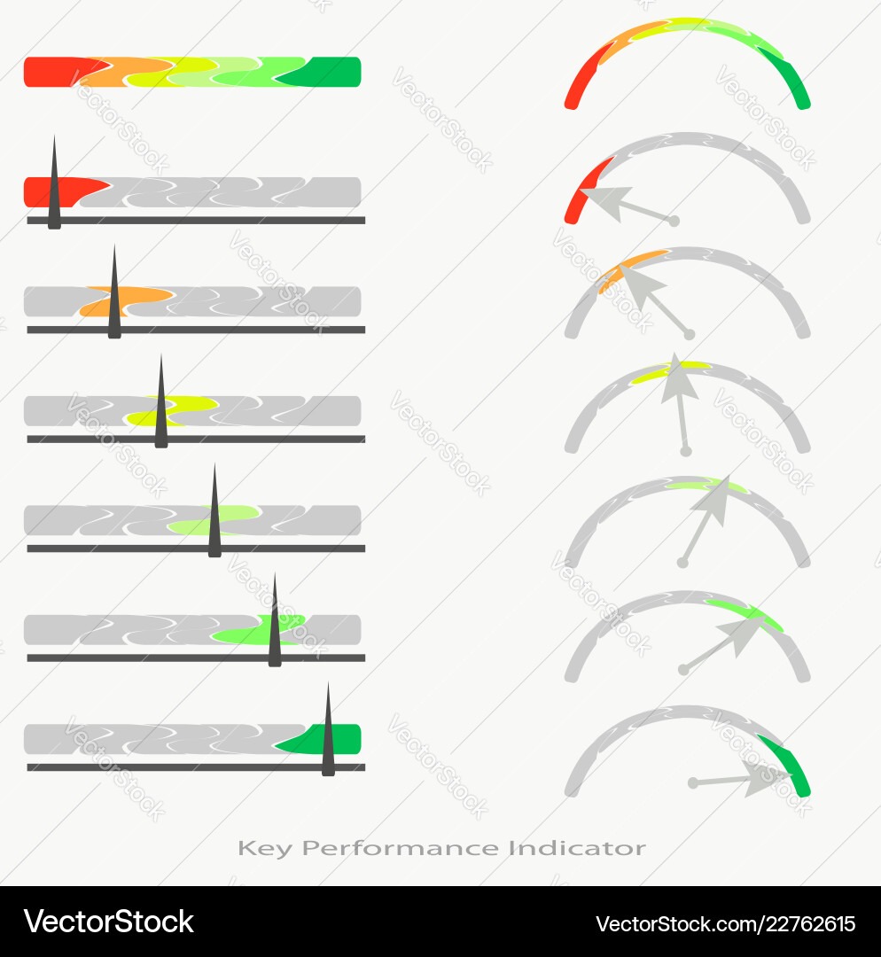 Linear and arc-shaped performance indicators Linear and arc-shaped performance indicators vector image