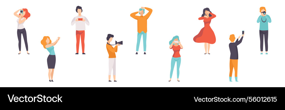Male and female photographers take pictures Male and female photographers take pictures vector image