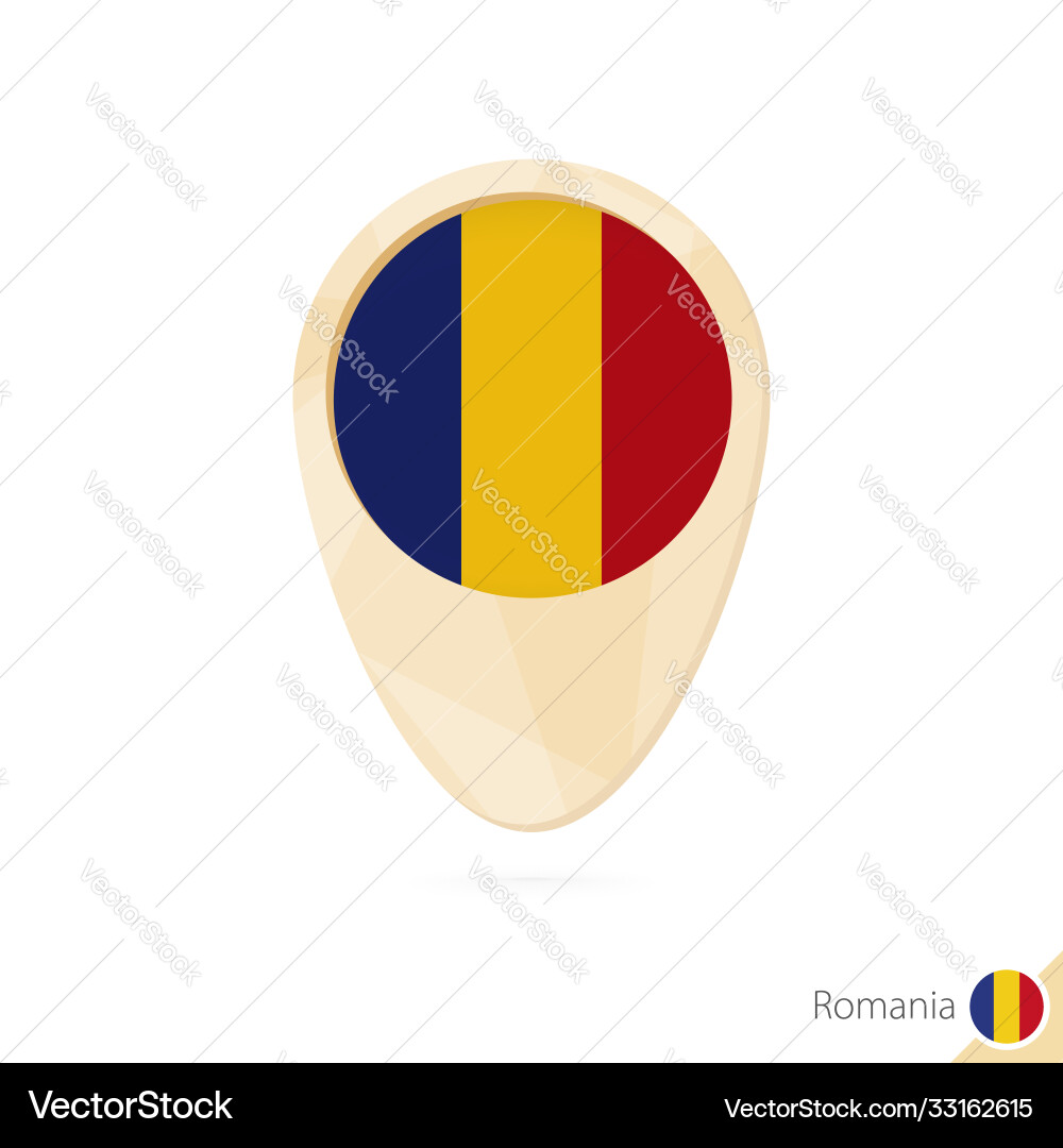Map pointer with flag romania orange abstract vector image