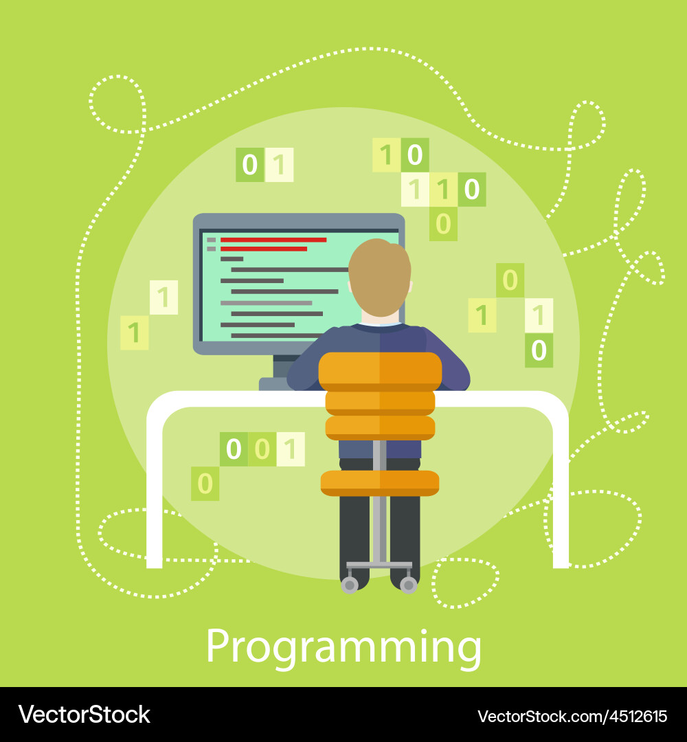 Programmer with digital devices on workplace vector image