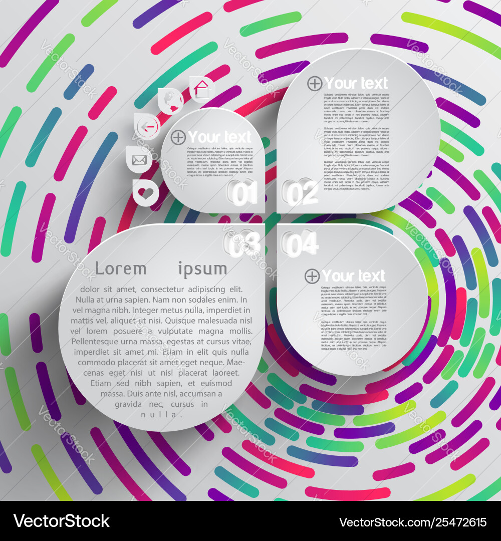 Rounded shape with shadow and colorful circle vector image
