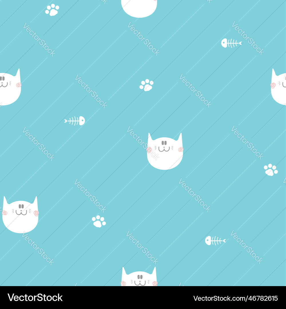 Seamless cat repeat pattern background vector image
