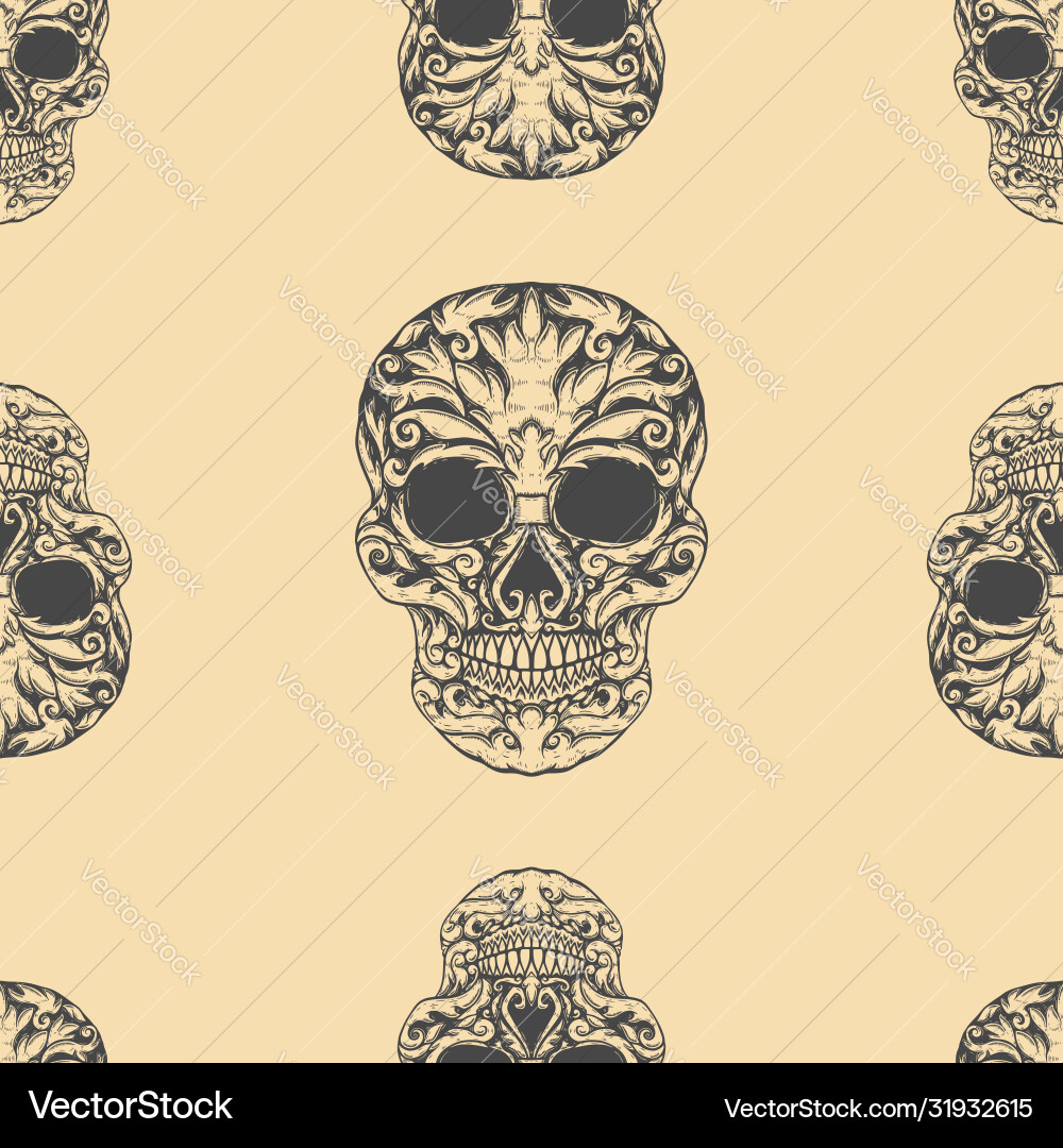 Seamless pattern with sugar skulls design element Seamless pattern with sugar skulls design element vector image