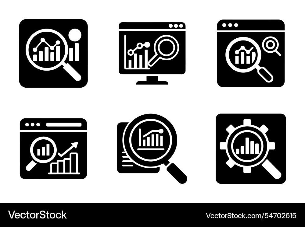 Search analytics icon bundle set in style Search analytics icon bundle set in style vector image