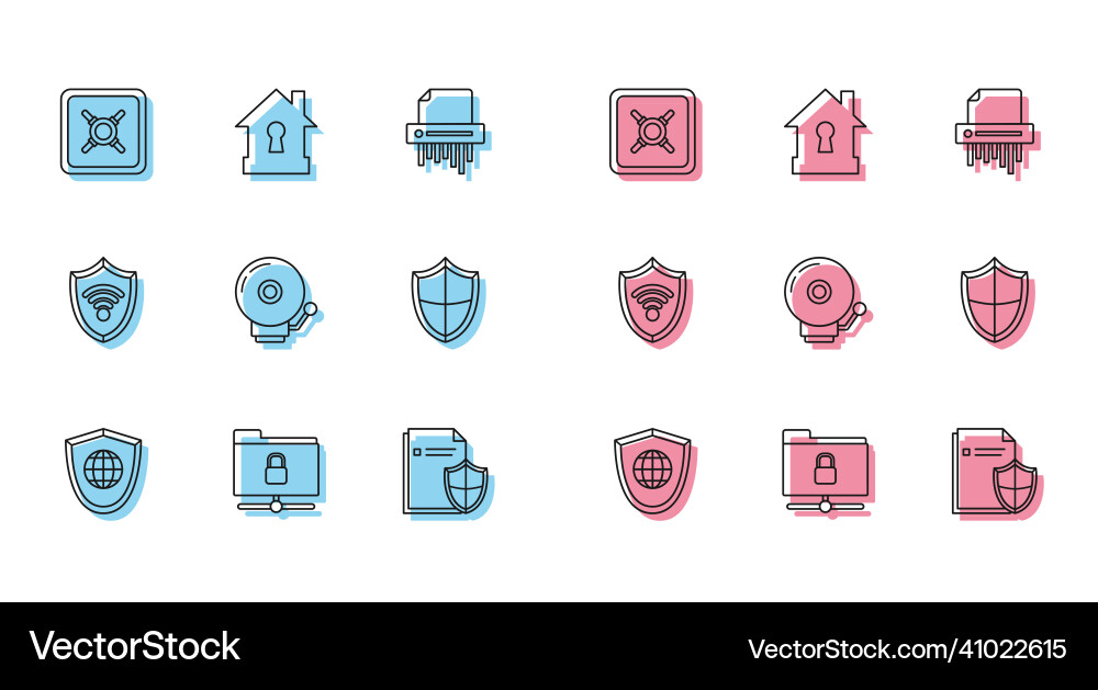 Set line shield with world globe ftp folder Set line shield with world globe ftp folder vector image