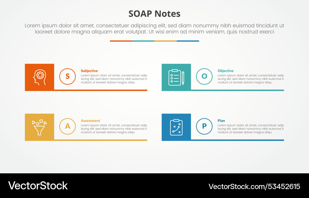 Soap note infographic concept for slide Vector Image