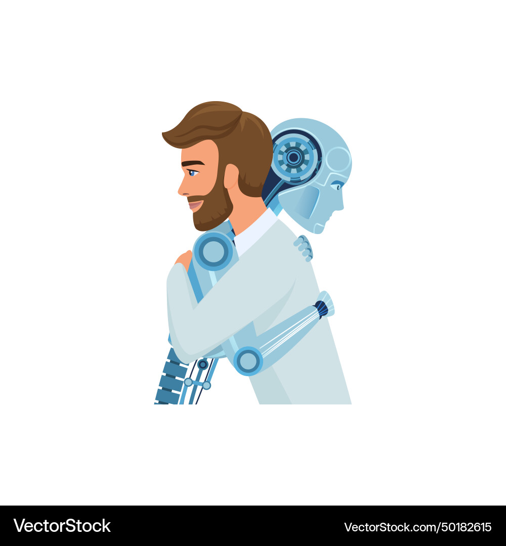 Support from artificial intelligence to person vector image