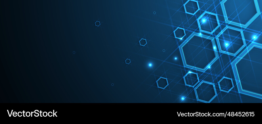 Technology banner design with hexagons abstract Technology banner design with hexagons abstract vector image
