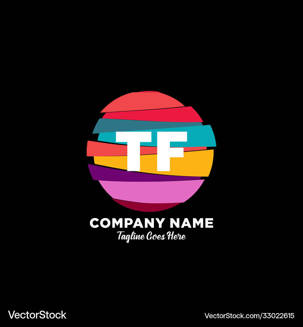 Tf initial logo with colorful template Vector Image