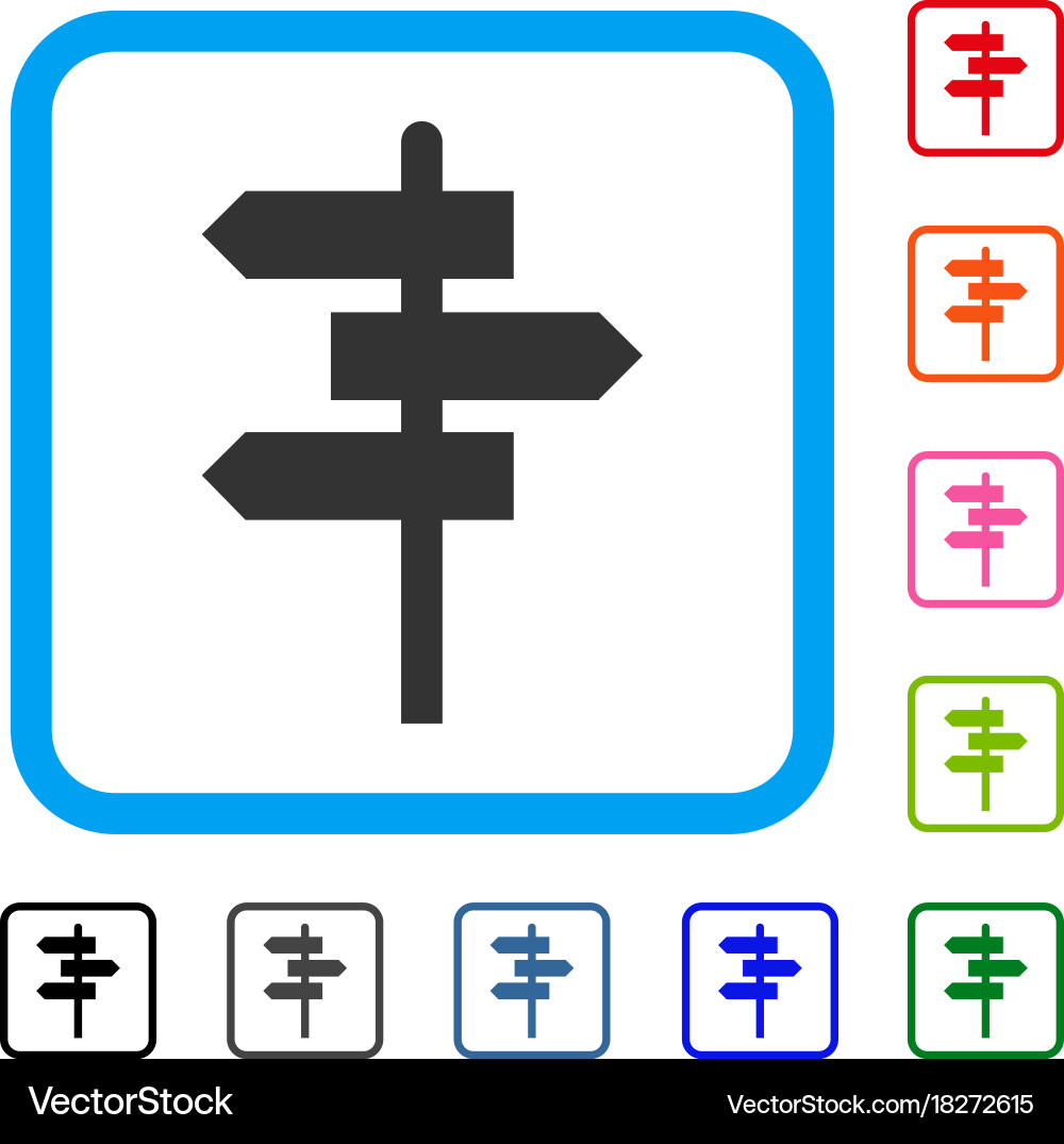 Way pointer framed icon vector image