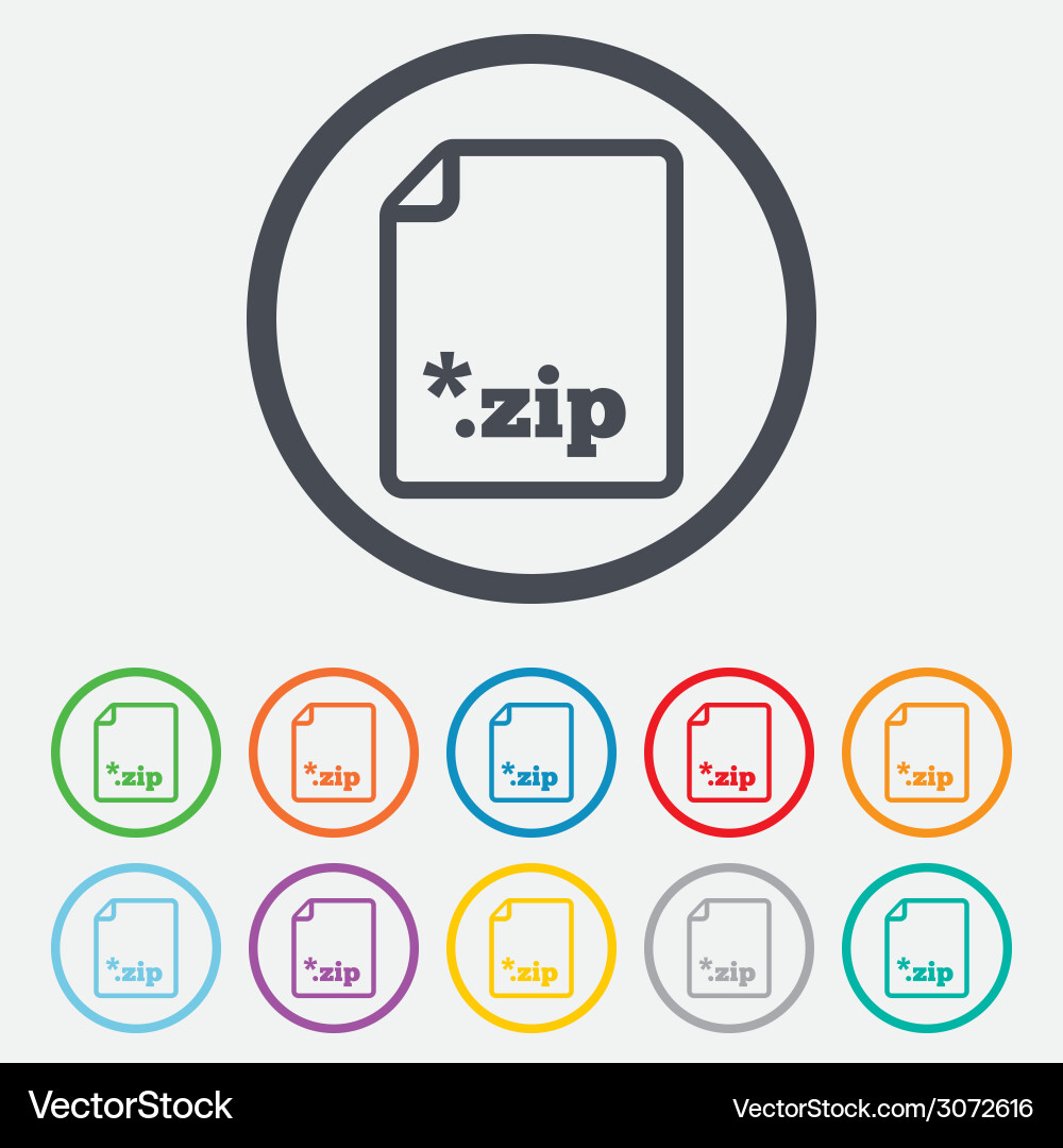 Archive file icon download zip button Vector Image