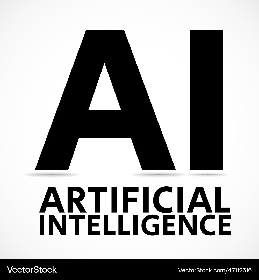 Artificial intelligence text Artificial intelligence text vector image