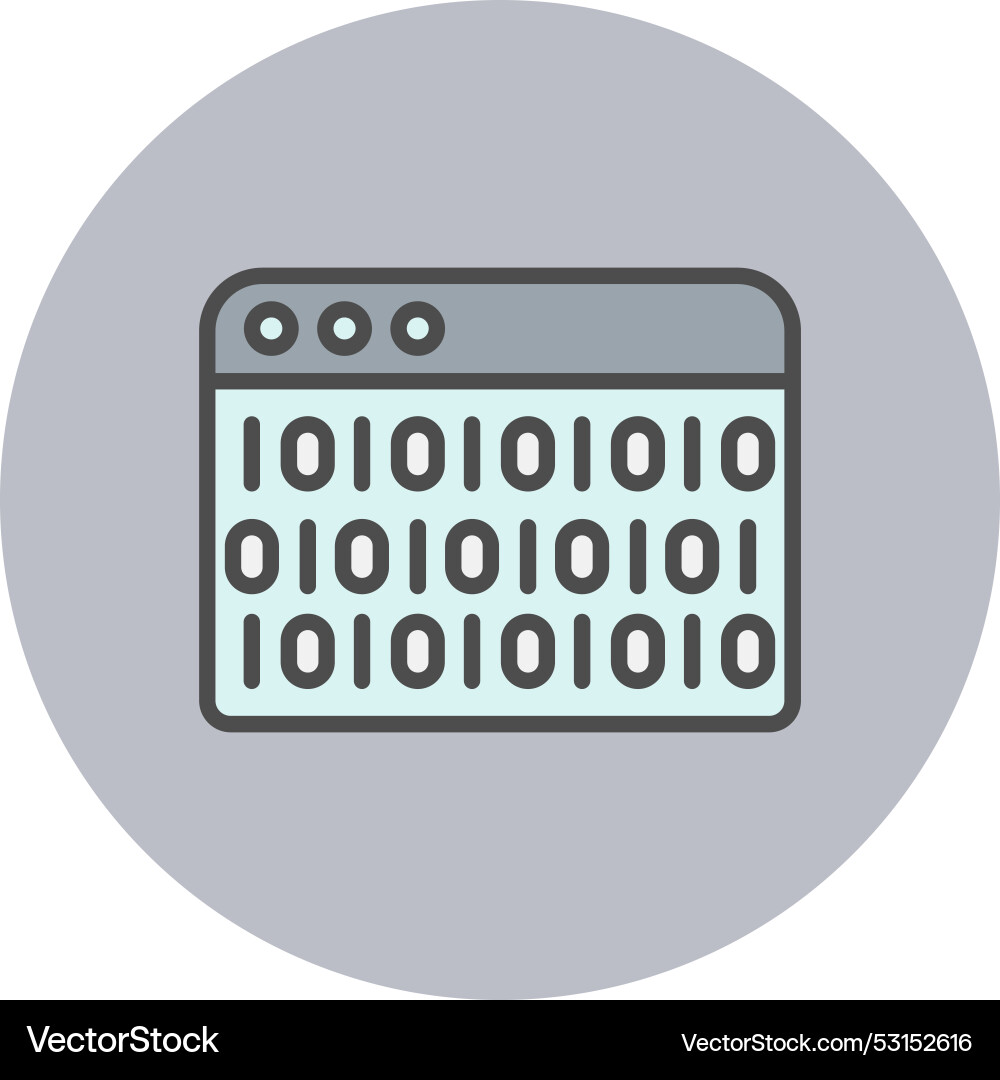 Binary code line filled circle icon vector image
