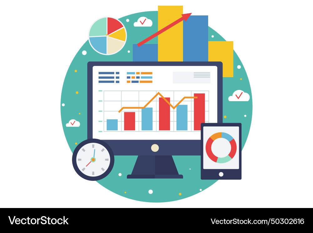 Concept of rapid data and information analysis Vector Image