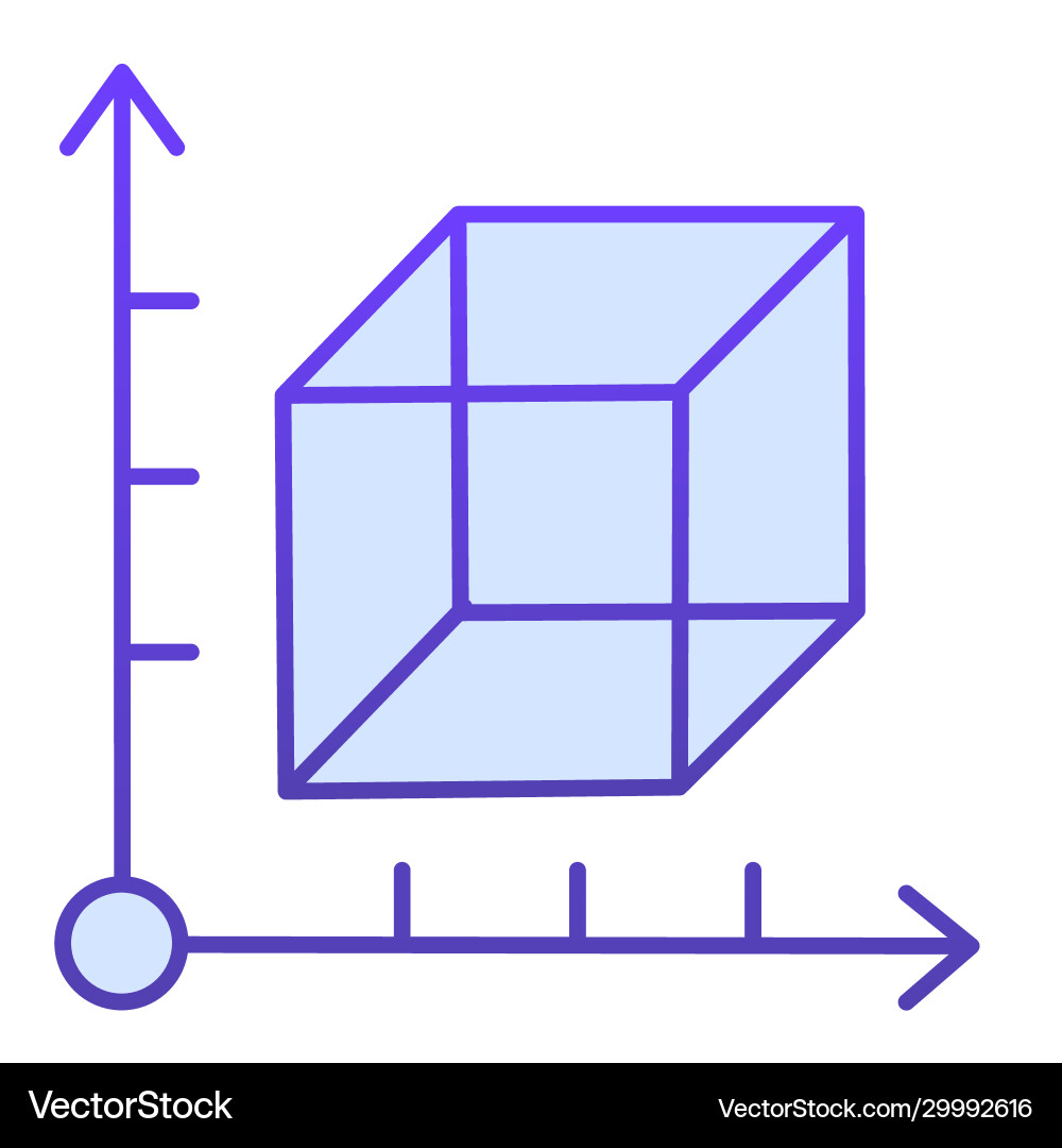 Cube and coordinates system flat icon isometric Cube and coordinates system flat icon isometric vector image