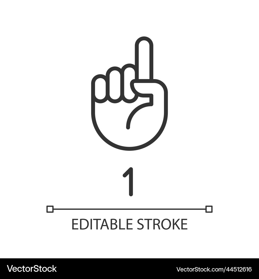 Digit one in asl pixel perfect linear icon Digit one in asl pixel perfect linear icon vector image