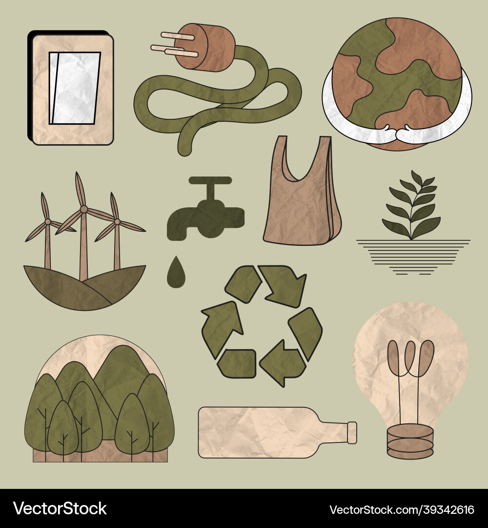 Environment set in crumpled paper texture Environment set in crumpled paper texture Vector Image