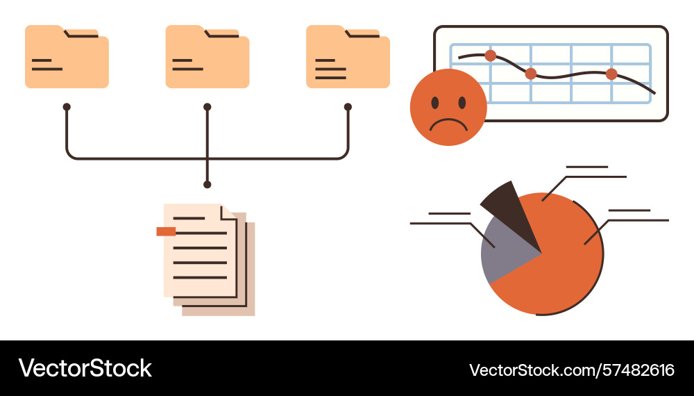 File organization and data analysis with charts vector image