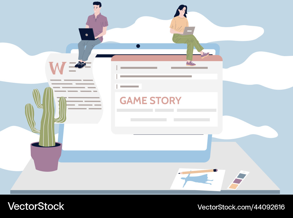 Game development people programming gaming script Game development people programming gaming script Vector Image