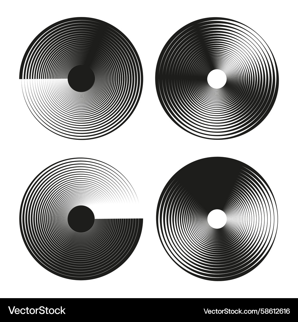 Geometric circular shapes radial line pattern Geometric circular shapes radial line pattern Vector Image