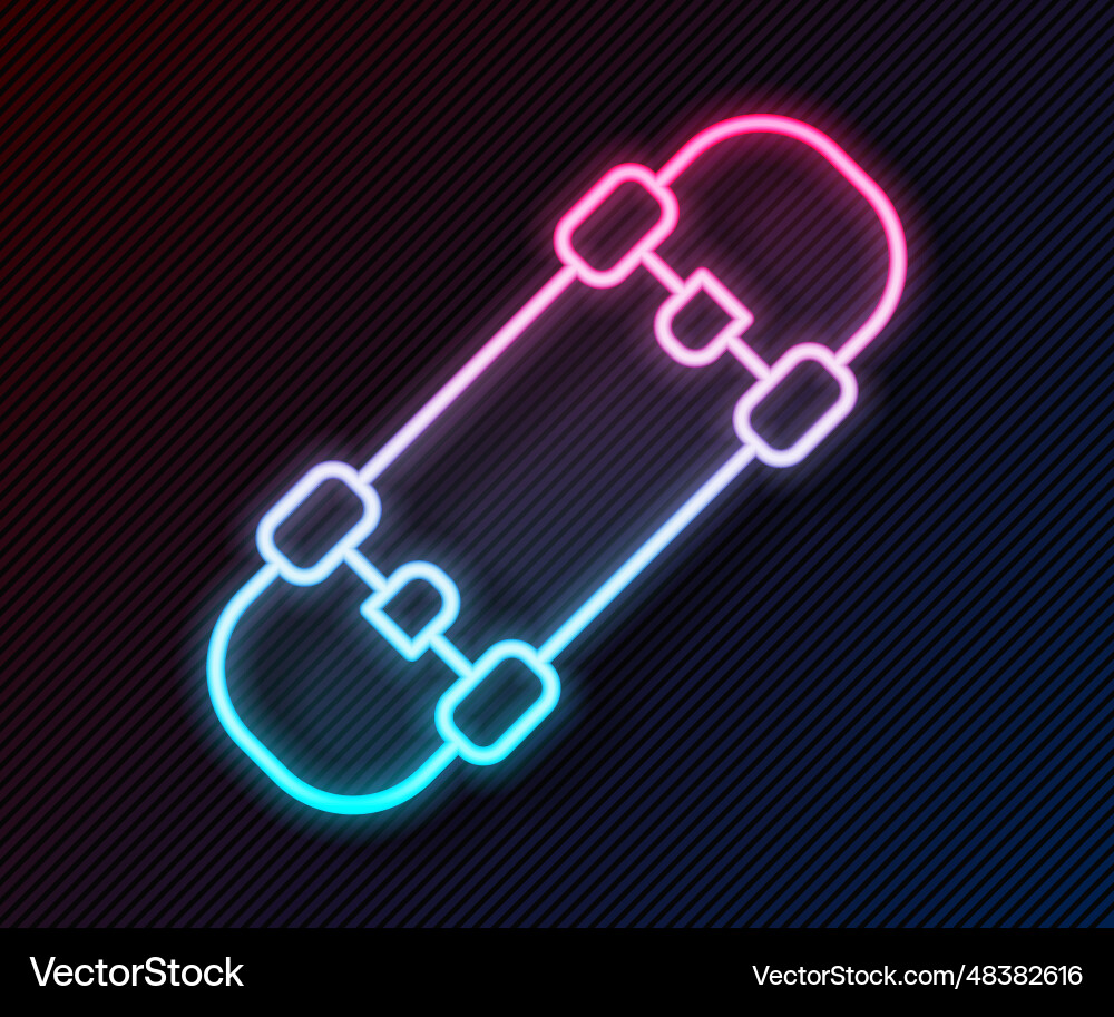 Glowing neon line skateboard icon isolated Glowing neon line skateboard icon isolated vector image