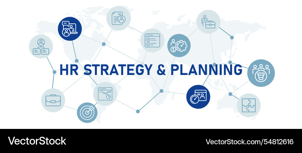 Hr Strategie- und Planungskonzept mit Icon-Set Hr Strategie- und Planungskonzept mit Icon-Set Vektorbild