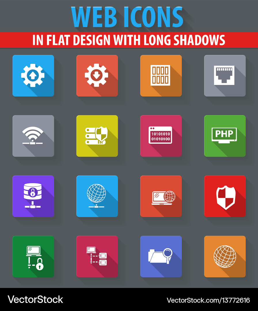Internet server network icons set vector image