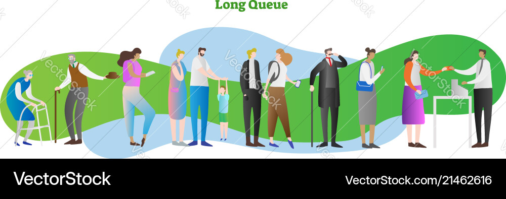 Long queue people crowd row Long queue people crowd row vector image