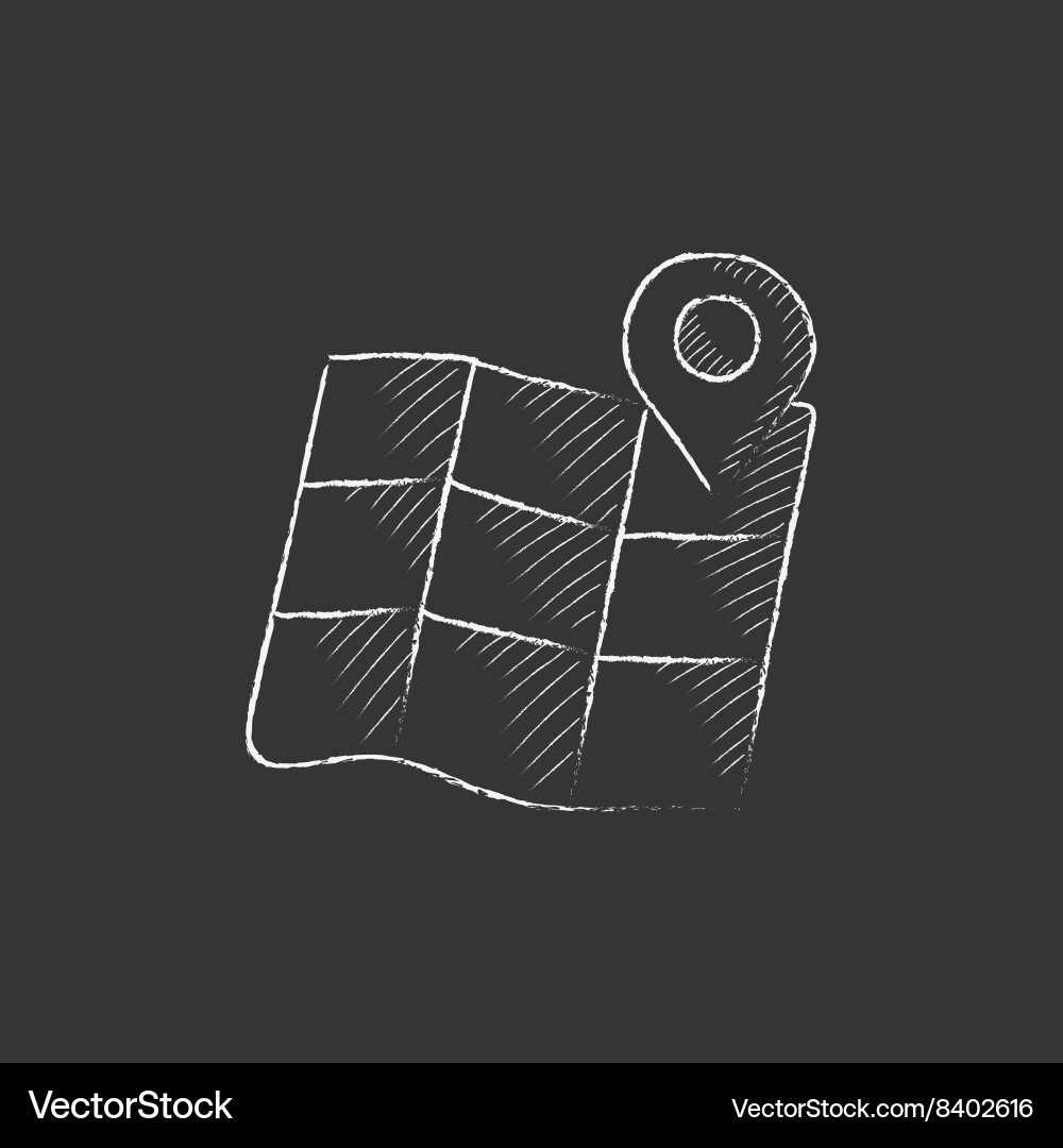 Map with pointer drawn in chalk icon vector image