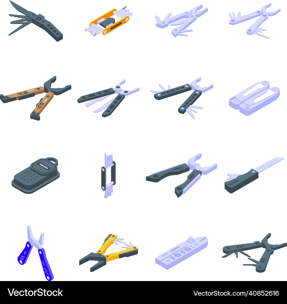 Multitool icons set isometric style Multitool icons set isometric style Vector Image