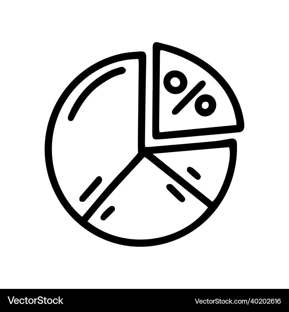 Pie chart line doodle simple icon Pie chart line doodle simple icon vector image