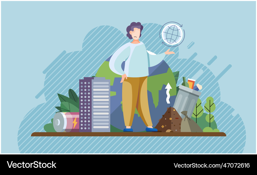 Pollution with garbage and waste big problem due Pollution with garbage and waste big problem due vector image