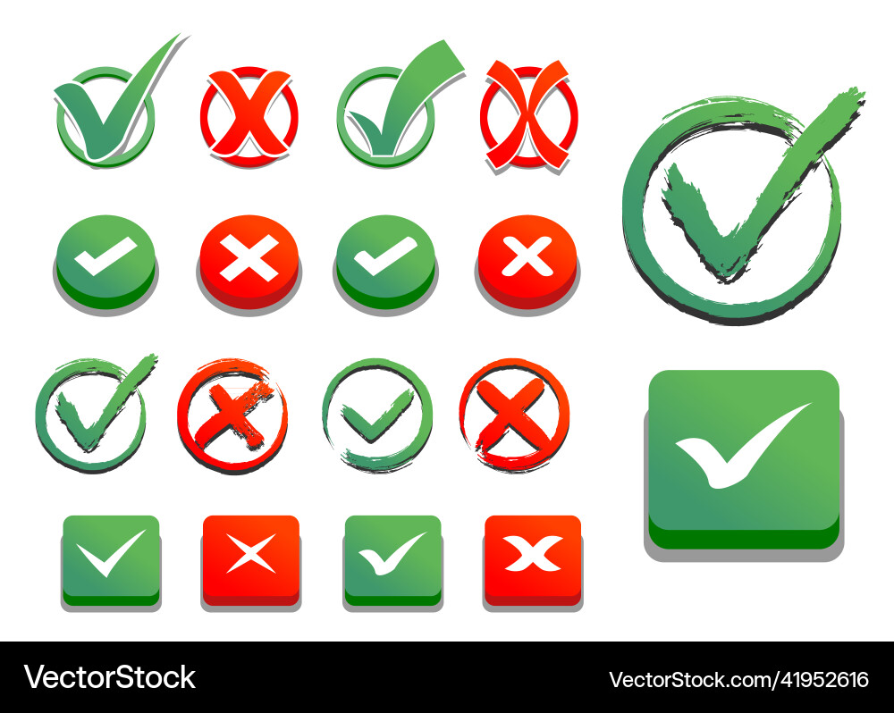 Realistic set of simple web buttons green and red Realistic set of simple web buttons green and red vector image