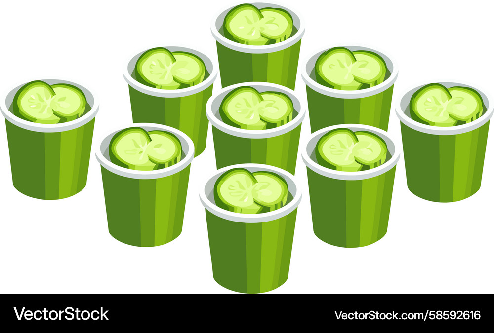 Refreshing Cucumber Slices - Isometric Array Vector Image