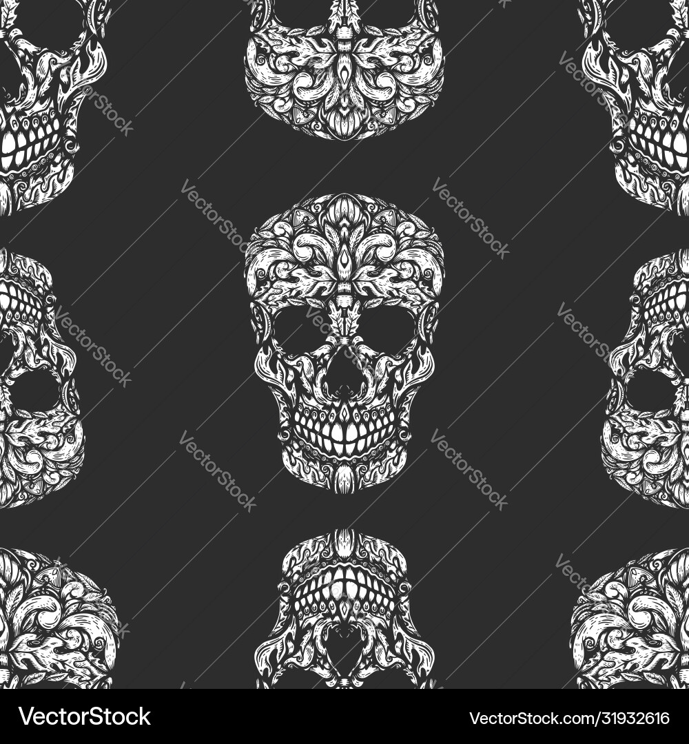 Seamless pattern with sugar skulls design element Seamless pattern with sugar skulls design element vector image