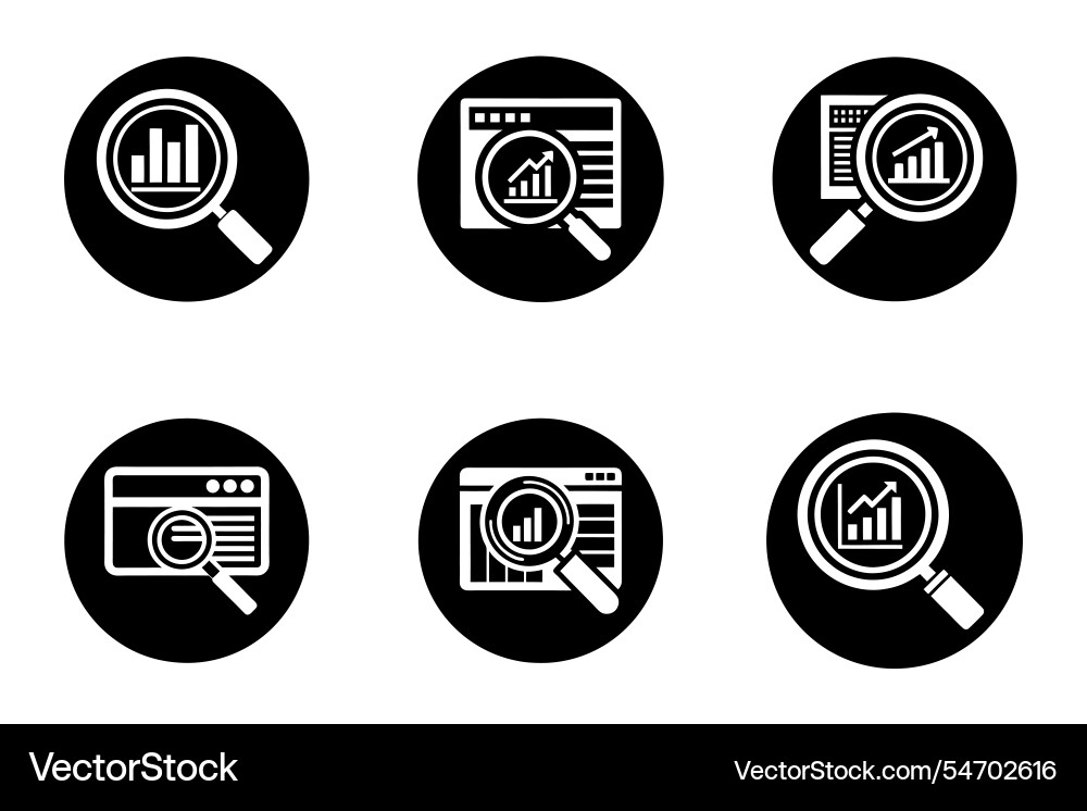 Search analytics icon bundle set in style Search analytics icon bundle set in style vector image