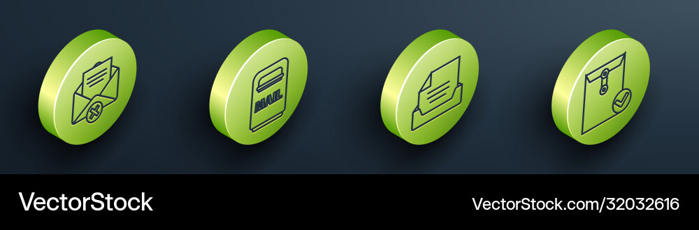 Set isometric delete envelope mail box drawer vector image