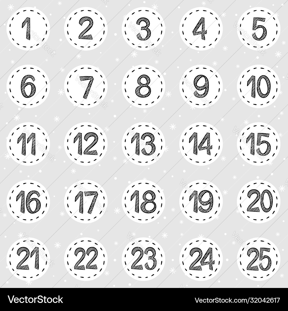 Advent Numbers Stickers vector image