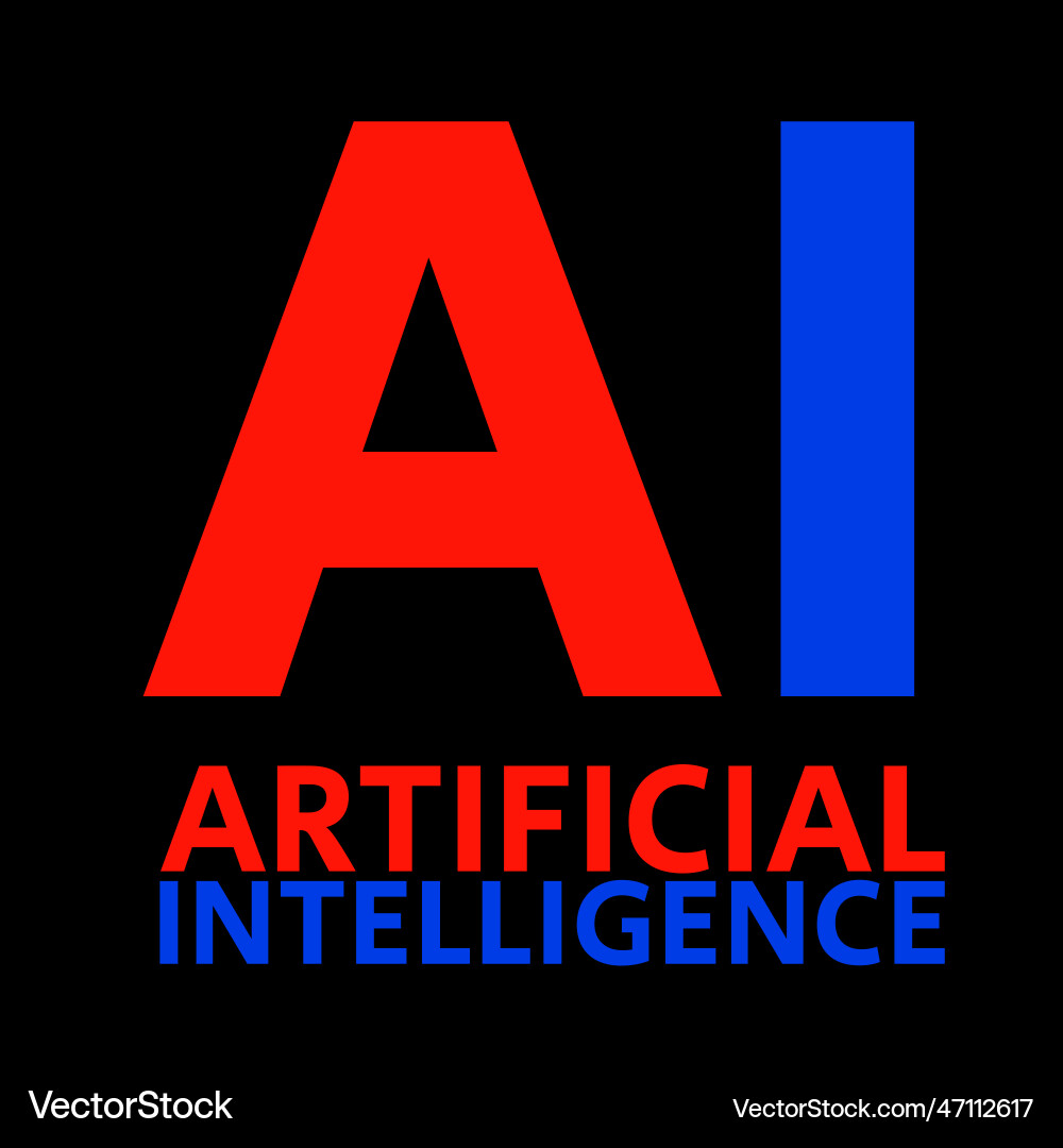 Artificial intelligence text Artificial intelligence text vector image