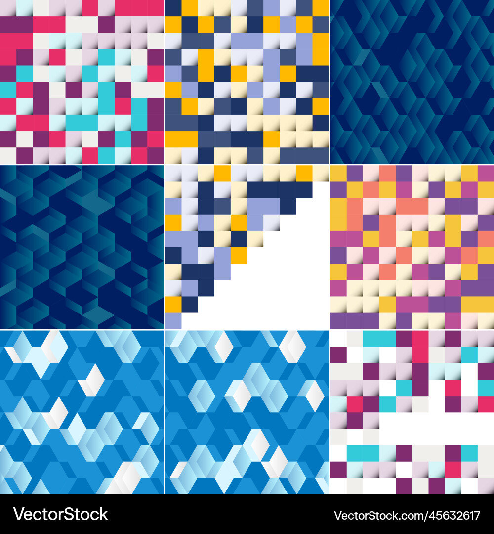 Blue mosaic pattern with a color gradient Vector Image