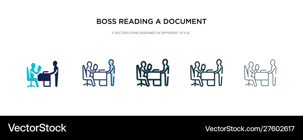 Boss reading a document icon in different style Boss reading a document icon in different style vector image