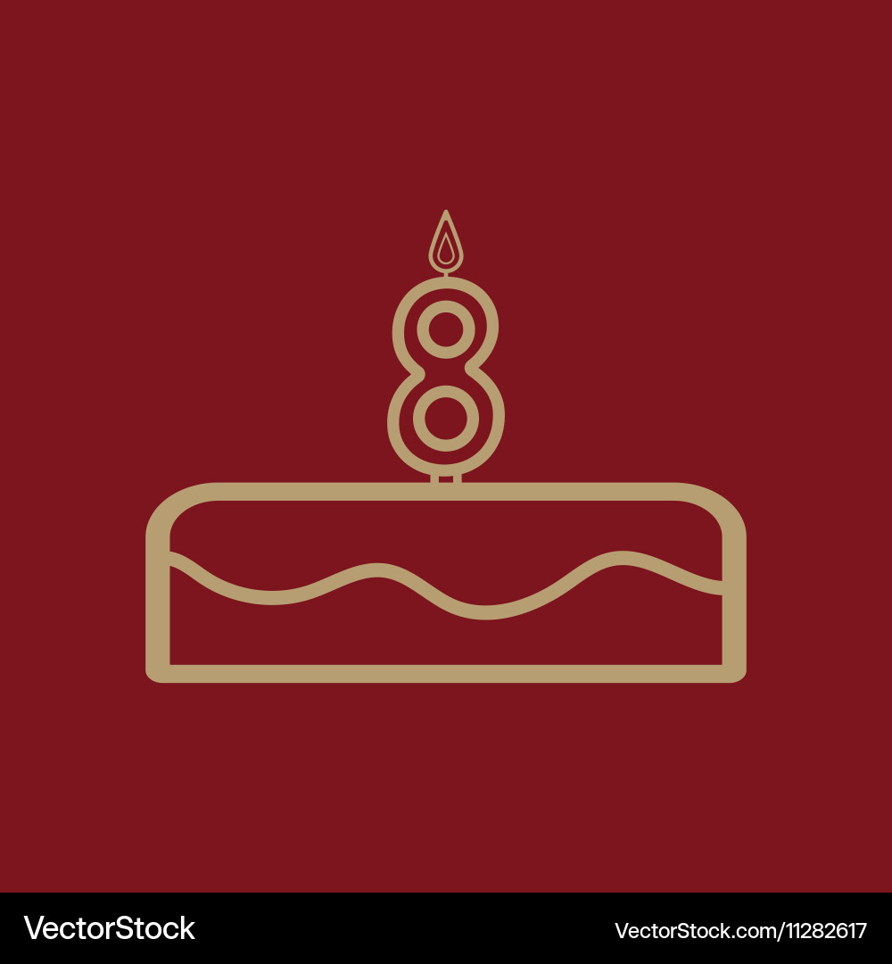 Cake with candles in the form of number 8 icon vector image