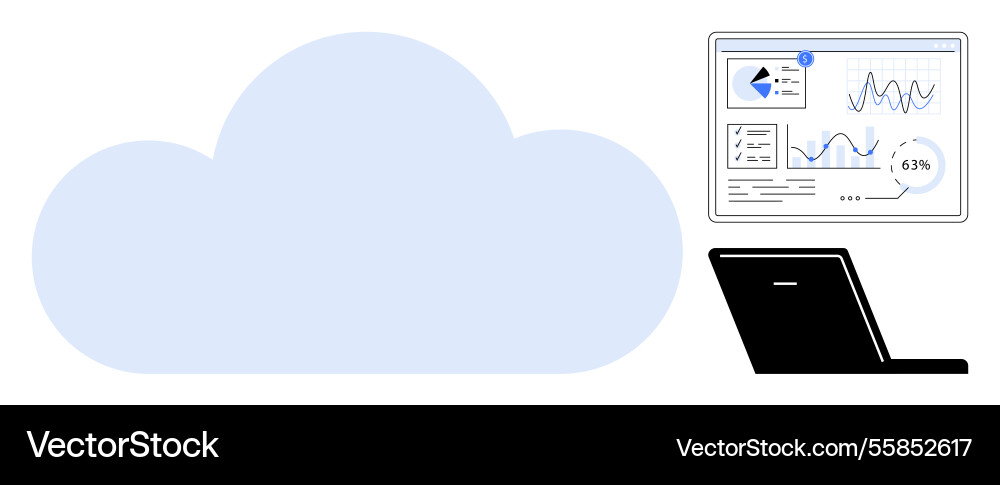 Cloud computing with data analytics dashboard vector image