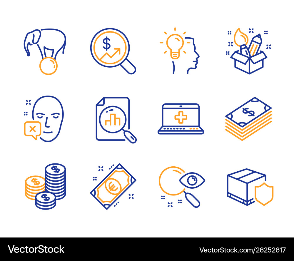 Creativity dollar and analytics graph icons set Creativity dollar and analytics graph icons set Vector Image
